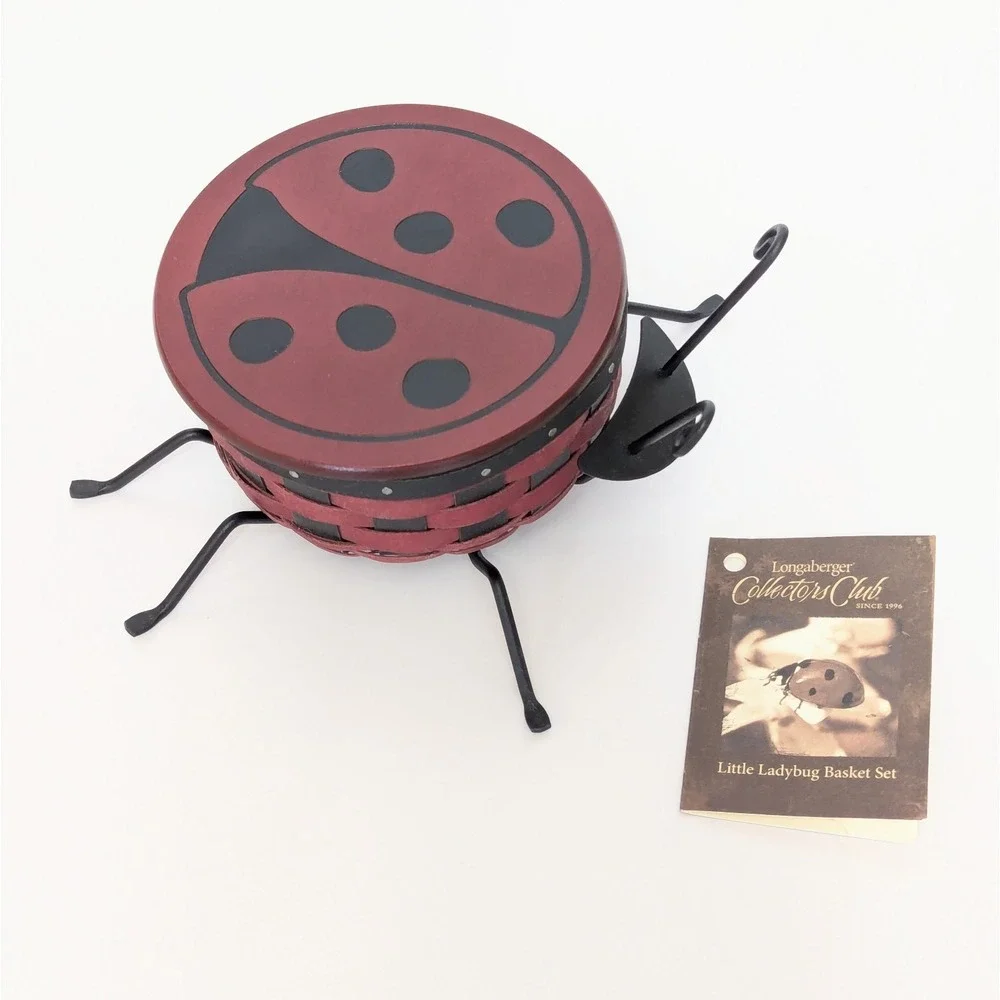 Longaberger Collectors Club 2009 Little Ladybug Basket w/ Lid, Legs, Tag
